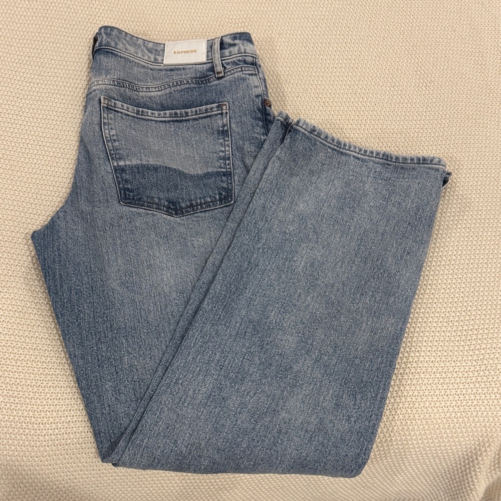 Express Low Rise Straight Jeans, Split hem , Long